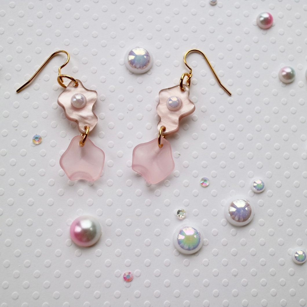 Dainty two piece coquette earrings with flower petal
