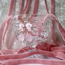 Load image into Gallery viewer, Dainty two piece coquette earrings with flower petal
