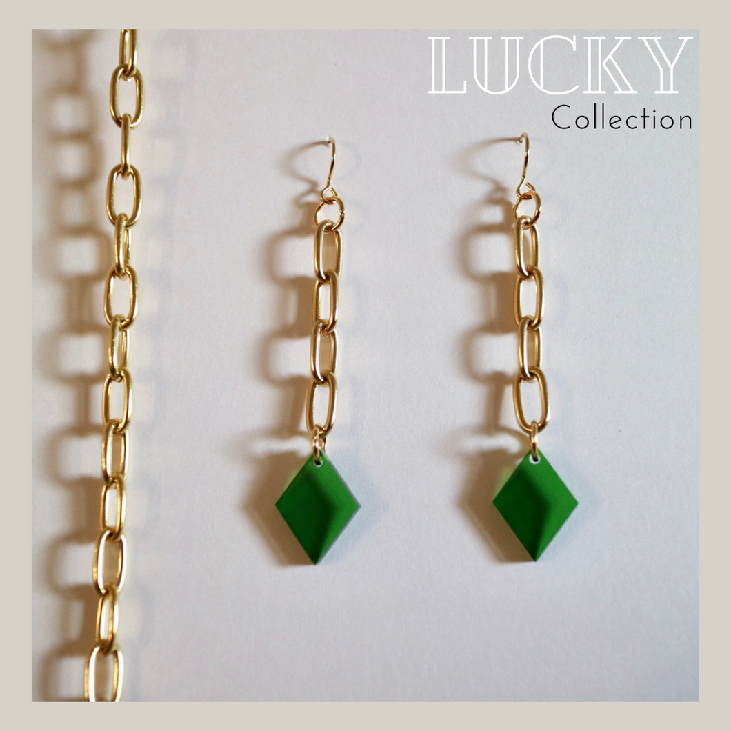 Translucent Green Diamond with with gold chain