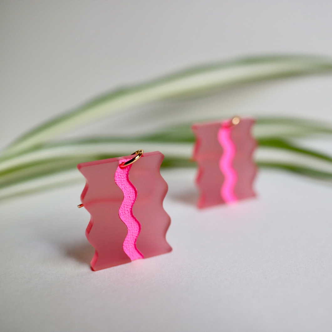 pink squiggle earrings