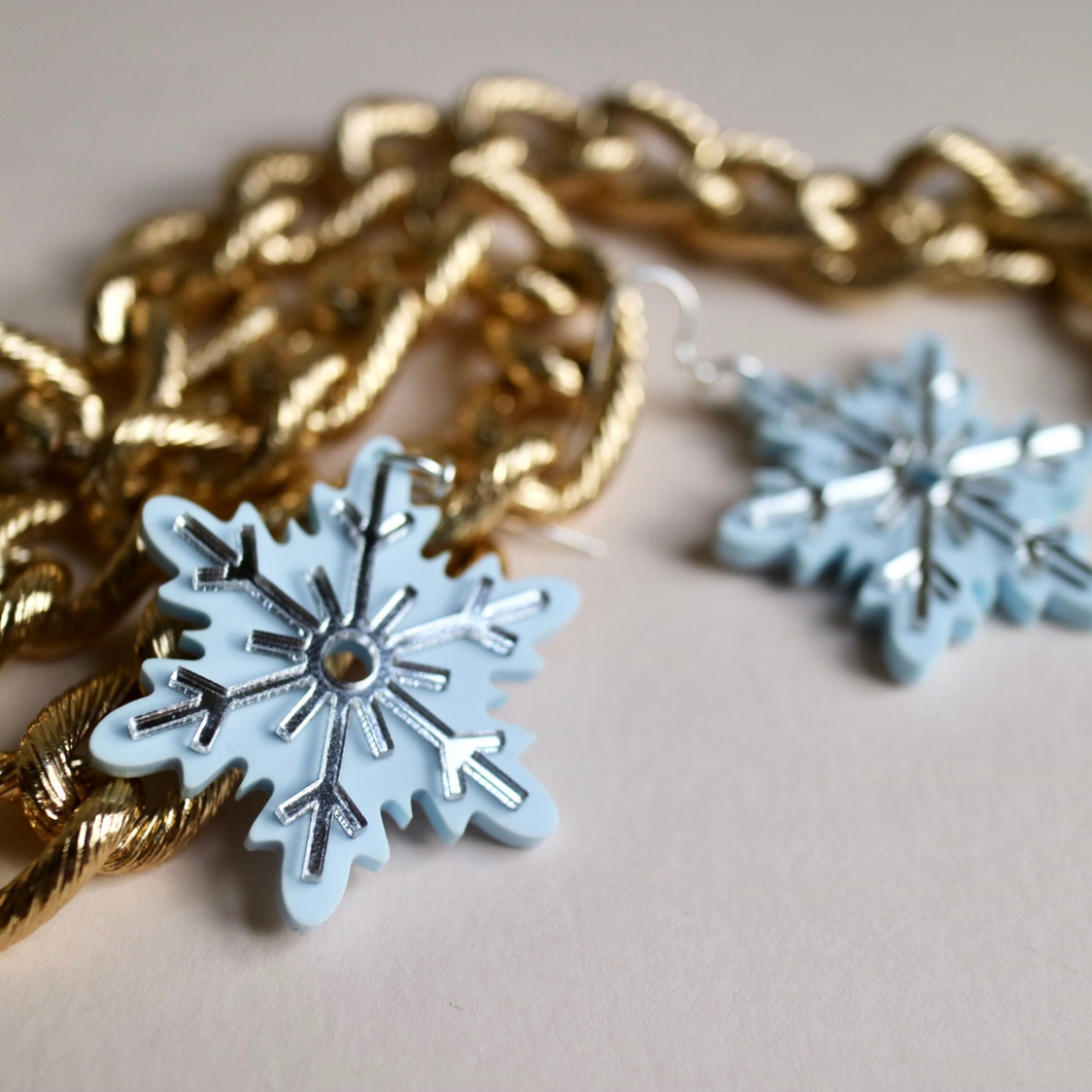 Blue Pastel Snowflake Earrings