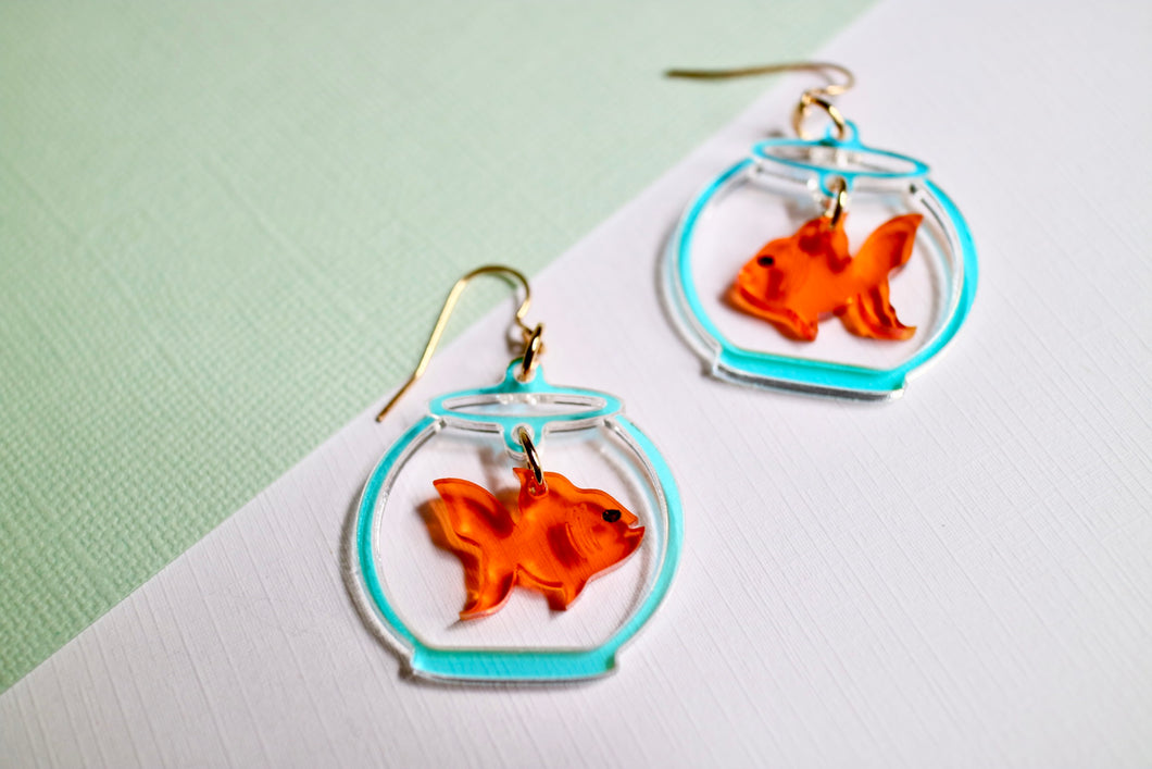 Gold fish earrings