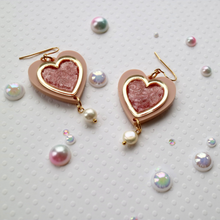 Load image into Gallery viewer, hand painted coquette heart earrings
