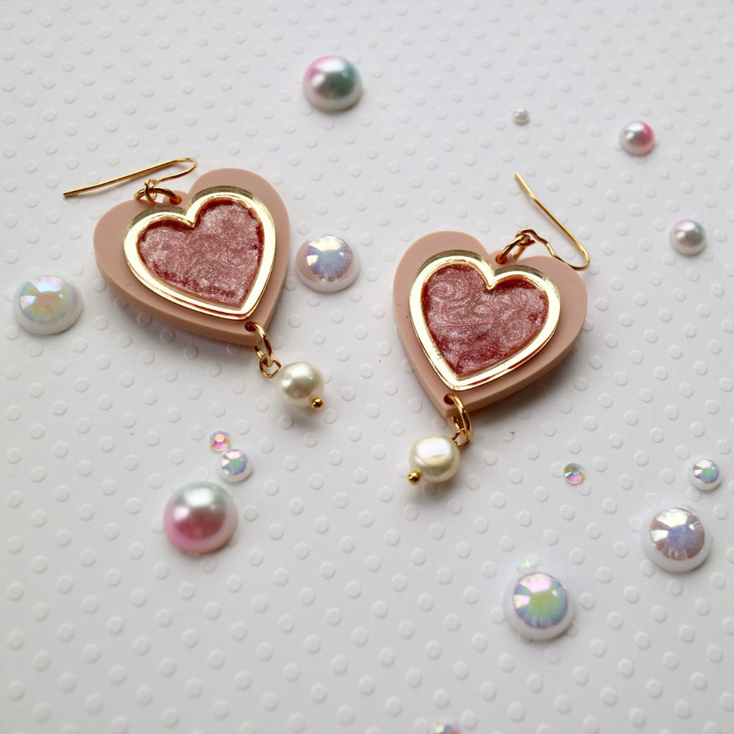 hand painted coquette heart earrings