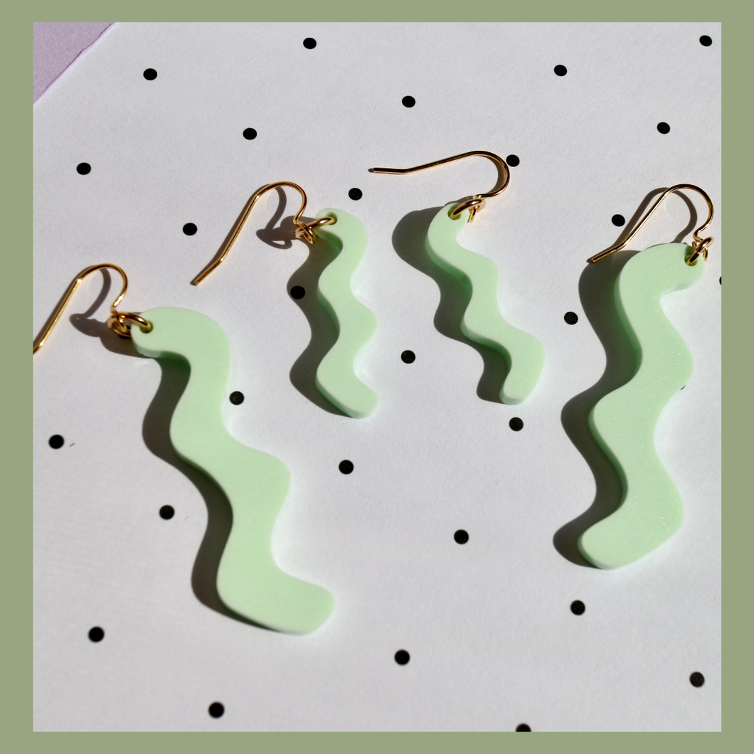 Pastel green waves - two sizes