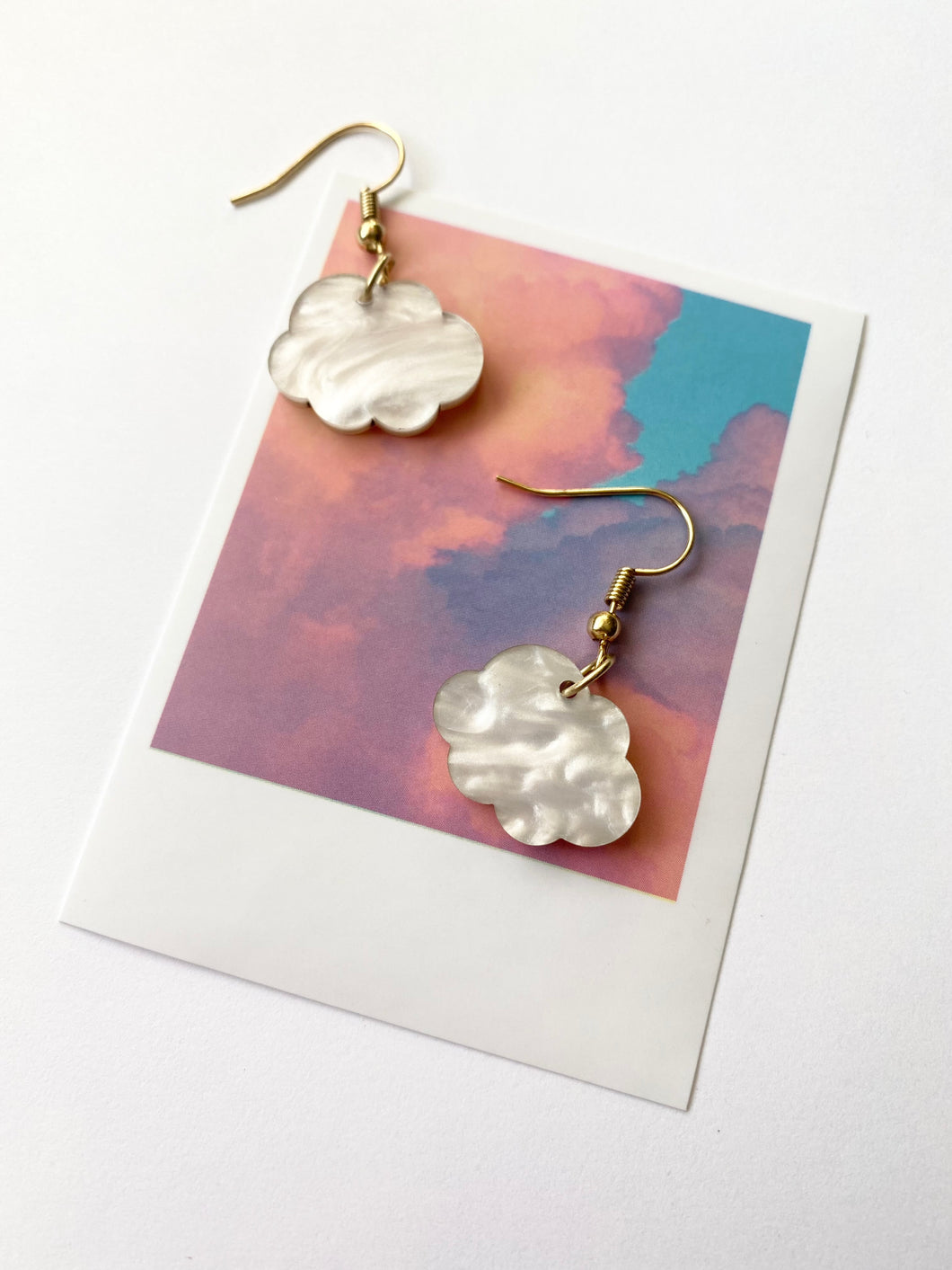 Dainty White Pearl Cloud earrings