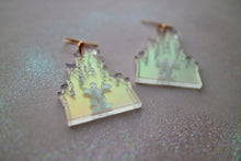 Load image into Gallery viewer, Castle Earrings on Matte Iridescent
