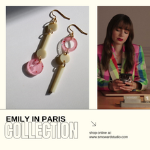 Load image into Gallery viewer, Minimalist sand and pink terrazzo earrings
